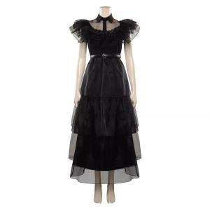 Wholesale Wednesday Addams Family Costume Black Halloween Cosplay Dress for Girls and Children from china suppliers