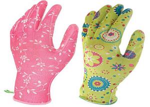 Wholesale Flower Printed Floral Gardening Gloves , Nitrile Palm Coated Gloves from china suppliers