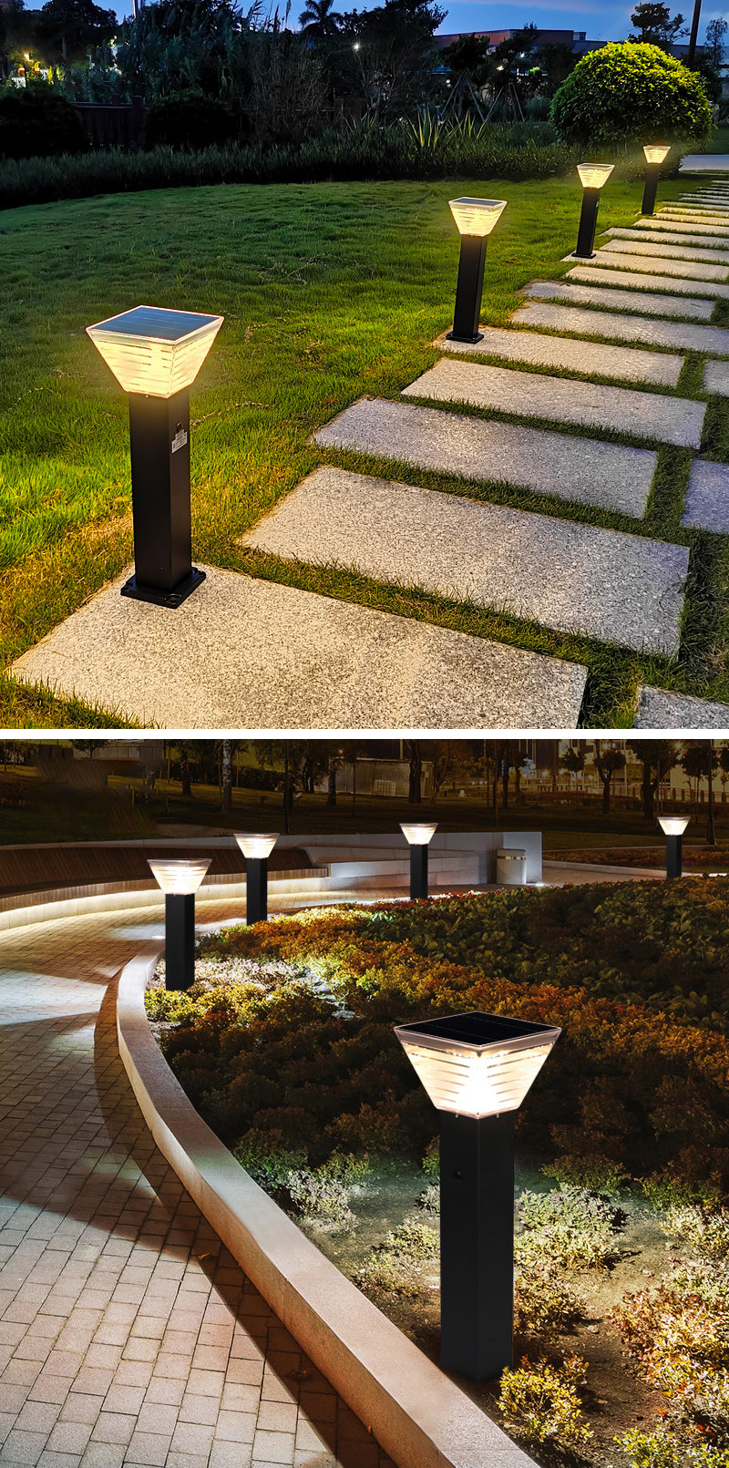 Minimalist 7W LED Solar Garden Light Landscape Decoration Bollard LED Lawn Lighting