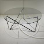 Iso9001 Tempered Glass Top Coffee Table Stainless Steel Frame 91.5*91.5*45cm