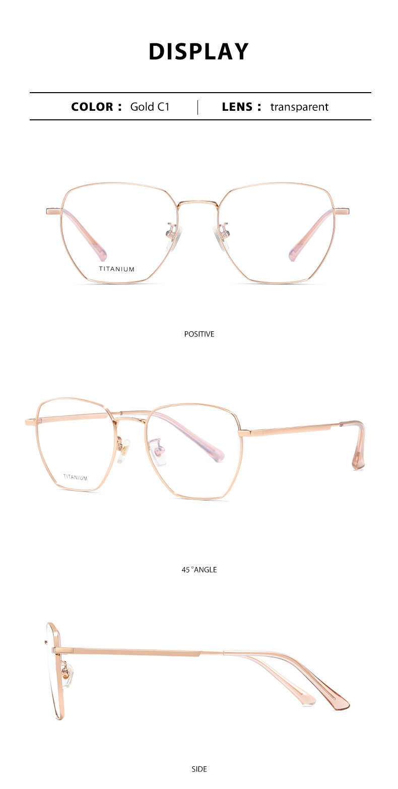 Ultra light Titanium Frame Glasses Polygon Round Customized Logo