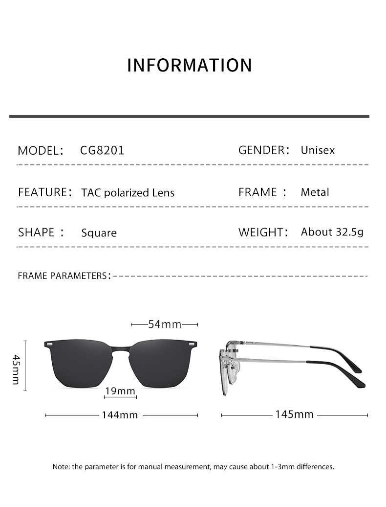 Polarized Magnetic Clip On Sunglasses Reading Glasses Unisex Metal Frame
