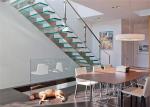 Indoor Flight Modern Straight Staircase Commercial Staircase Laminated Glass