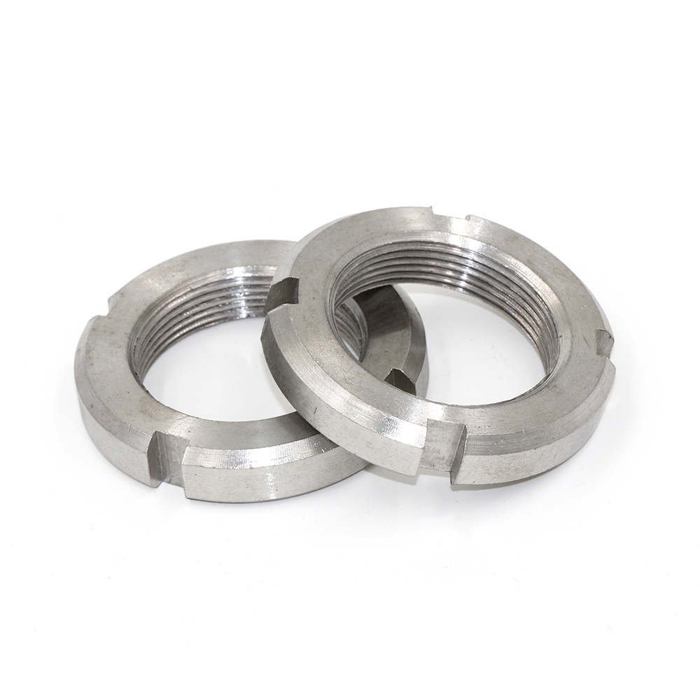 Nickel Plated 304 Stainless Steel Coarse Thread Four Slot Round Nut Grade 6.8