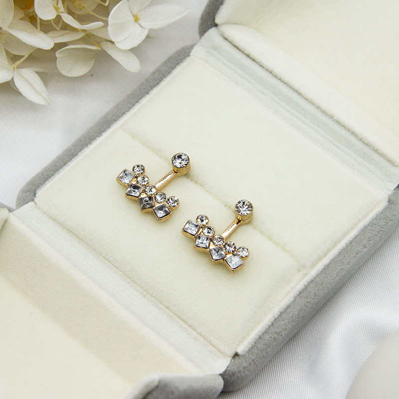 2 Pcs Per Pair Ear Piercing Jewellery Shiny Geometry Round Clear Zircons