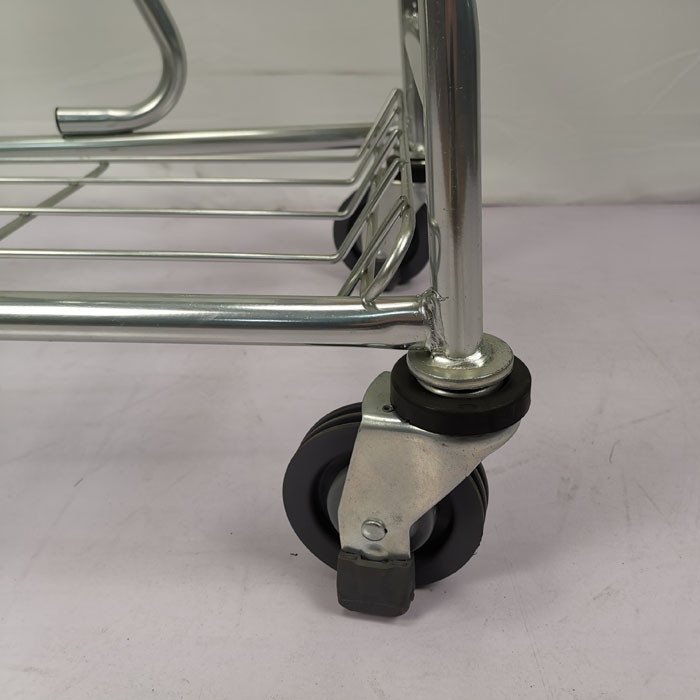Small 60L Metal Shopping Trolley Grocery Store Shopping Cart With PU Wheels