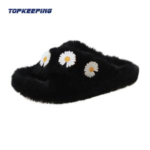 Wholesale 1D0018 Handmade Lady Fur Open-toe Fluffy Slipper For Woman from china suppliers