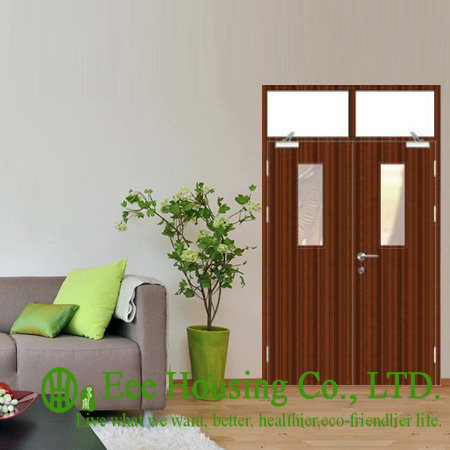 Double Leaf, Swing Type Commercial Steel Fire Retardant Door with Glass Vision With Fire Proof Certification