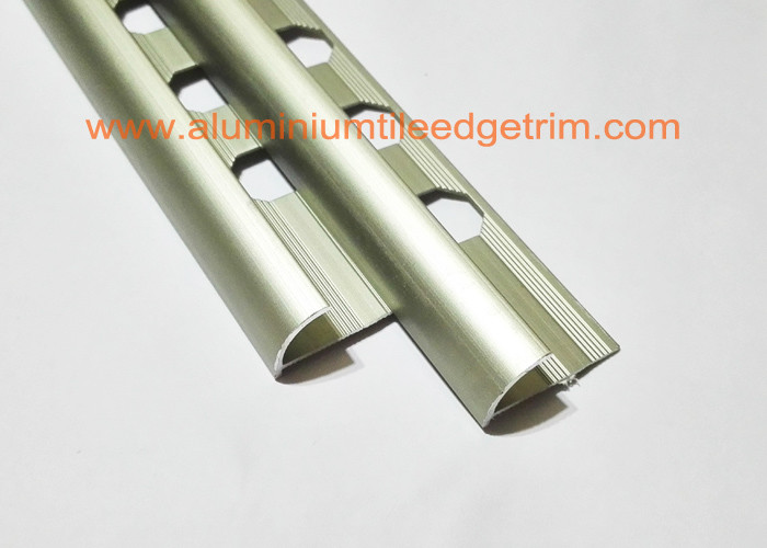 10mm aluminium rounded edge tile trim satin matt champagne