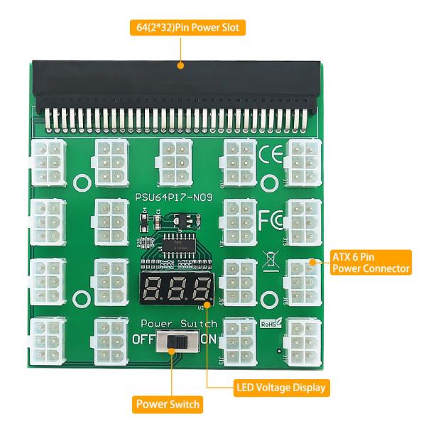 ATX 17x 6Pin Power Supply Breakout Board Adapter Converter 12V For FUJITSU DPS