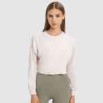 Women Jacquard Activewear T Shirts Breathable Long Sleeve Yoga T Shirt Quick Dry