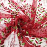 Mesh Polyester Floral Red Embroidered Tulle Lace Fabric 130cm