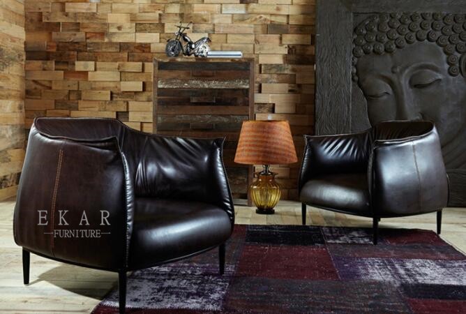 Upholstered Arm Stainless Steel Leg Leather Modern Leisure Chair ZZ-ZKB003