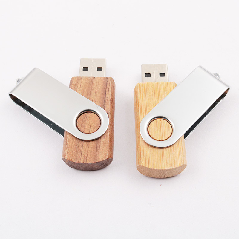 Twist Shaped Wooden USB Drive Metal Case Bamboo Color Embossing LOGO