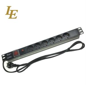 Wholesale 19 Inch Aluminum Black 6ways 8outlets Europe Germany Type Power Distribution Unit IT Network Cabinet Smart Socket PDU from china suppliers