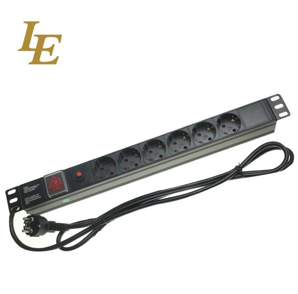 19 Inch Aluminum Black 6ways 8outlets Europe Germany Type Power Distribution