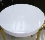 Round white Stone top polished gold finish metal frame coffee table/side table