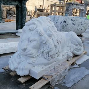 Wholesale Large Marble Sleeping Lion Statue Natural Stone Animal Garden Decor from china suppliers
