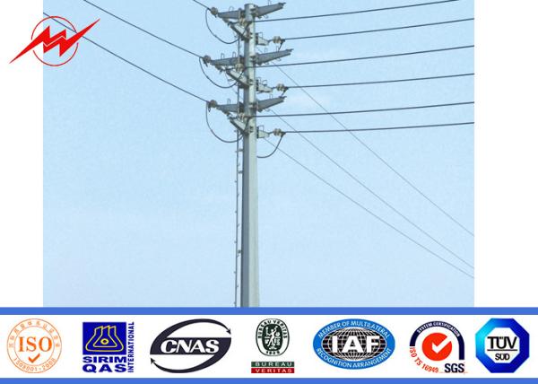 Outdoor Galvanized Steel Transmission Line Poles 15M 15 KN 355 Mpa Yield