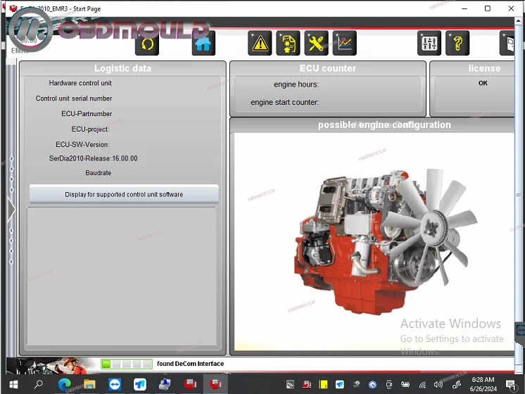 for Deutz diesel generator controllers tractor truck kit DEUTZ DeCOM SerDia diagnostic programming tool+CF19 laptop