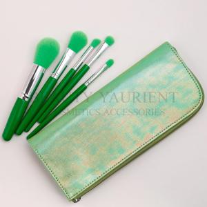 Wholesale 5pcs Makeup Brush And Bag Set PBT Hair Green Handle Makeup Brushes from china suppliers