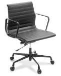 Swivel Tilt Adjustable Ribbed Desk Chair , Modern Executive Leather Office Chair
