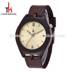 Wholesale 2017 Men Wood Watch Made Out Black Sandal Wood Handmade Leather Strap Digital Wood Watches Custom Logo from china suppliers