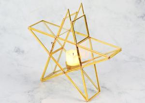 Wholesale European style star pure copper tabletop decoration wedding gift candlestick tray geometric glass artifact from china suppliers