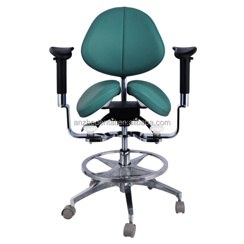 Ergonomic Split Saddle Seat Dentist Stool Luxury Micro Fiber Leather Dental Swivel Saddle Chair