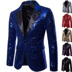 Slim Fit Mens Sequin Jacket Costume For Nightclub Party Popular Elegant Design