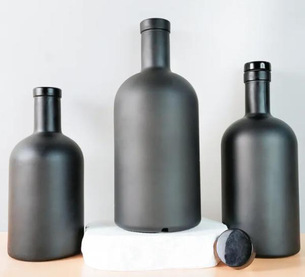 Matt Black Glass Olive Oil Bottle with Wooden Cork 100ml 200ml 375ml 500ml 750ml