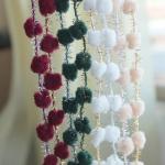 Seasonal Woven Pom Pom Trim Metallic Braided