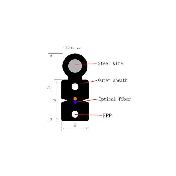 Outdoor 2 Core FTTH Fiber Optic Drop Cable with FRP Strength Member