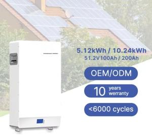 Wholesale Solar Energy Solarbatteri 100ah 200ah 5kwh 10kwh Lithium Battery 48v Lifepo4 Power Wall Mounted Powerwall Battery Pack from china suppliers