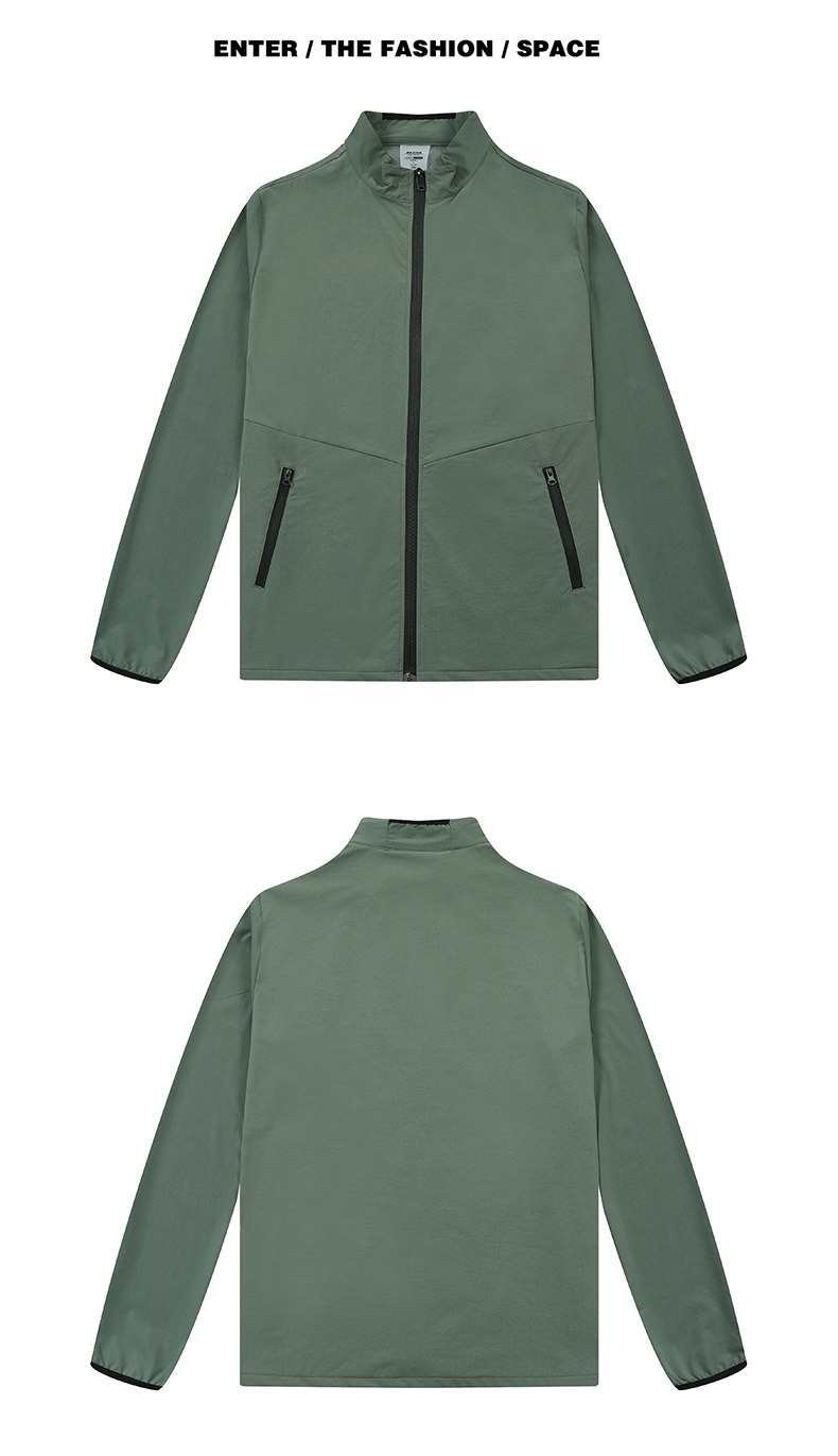 Spring and Summer New Outdoor Woven Sports Coat Men&prime;s Nylon Zipper Cardigan Quick Dry Breathable Running Fitness Yoga Wear