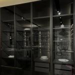 Apartment Antique Style Frame-Line Door Panel Kitchen With Glass Wine Cabinet