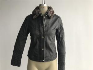 Wholesale Levis Ladies' Charcoal Pleather Jacket With Detachable Sherpa Collar LEDO1741 from china suppliers