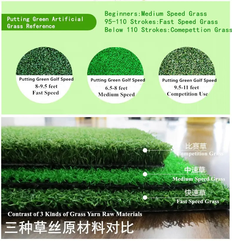 Indoor SGS Artificial Golf Turf Grass 15mm Putting Green
