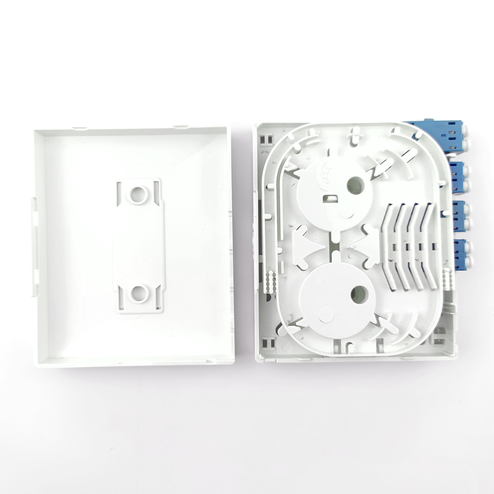 -Made Gray/White 4 Cores LC UPC Plastic Fiber Optic Faceplate Socket Panel for Indoor