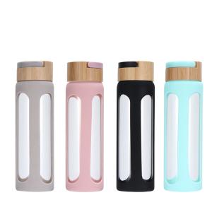 Wholesale 350ml Flower Fruit Infuser Glass Drinking Bottles With Food Grade Silicone Cover from china suppliers