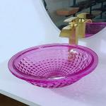 Crystal Glass 12mm Purple Glass Sink Bowl For Restroom 140mm Height Modern