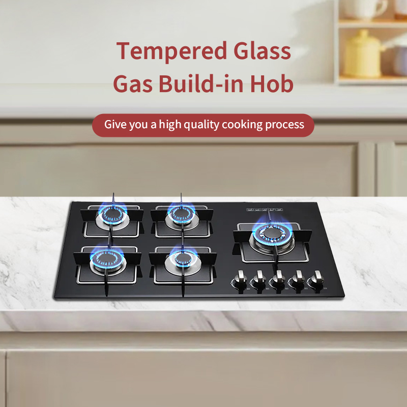 Tempered Glass Fashion 4 Burner Gas Hob Electronic Ignition