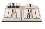 Contrast Color Green Cream Velvet Watch Tray With Roll Pillow