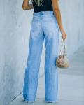 Blue Custom Jeans Pant Spring Summer Straight Fit Pants For Women