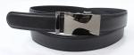 Black Split Leather Automatic Buckle Belt With Black Nickel Satin Zinc Alloy