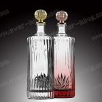 Liquor Spirit Glass Bottle Logo Embossed Customized 750ml