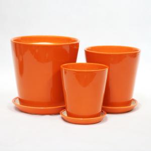 Wholesale Indoor Decor Handcrafted Orange Ceramic Pots With Drainage Holes from china suppliers