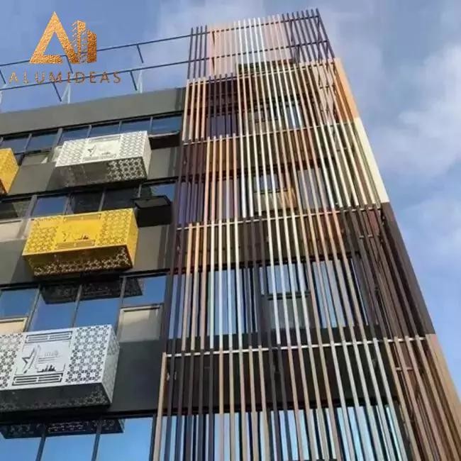 Linear aluminum facade