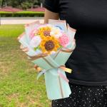 Creative Sunflower and Rose Woolen Flowers Hand-knitted Finished Product Knitted
