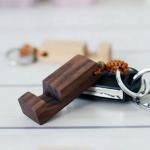 Walnut Wood Keychain Phone Holder Multifunctional Key Ring Gift